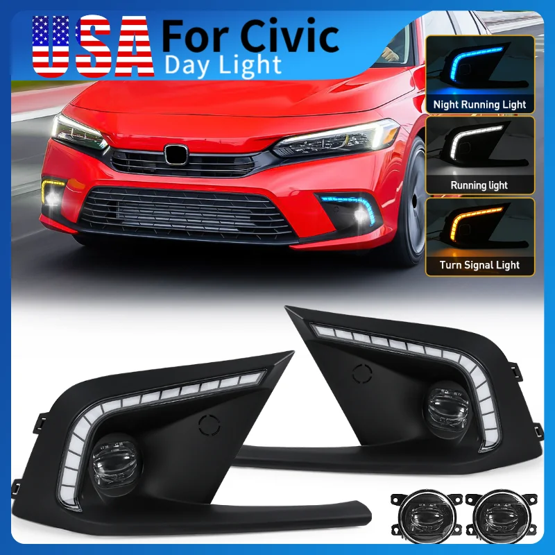 Светодиодные трехцветные дневные ходовые огни, подходящие для Honda Civic 2022 2023 2024, комплект противотуманных фар
Светодиодные трехцветные дневные ходовые огни, подходящие для Honda Civic 2022 2023 2024, комплект противотуманных фар