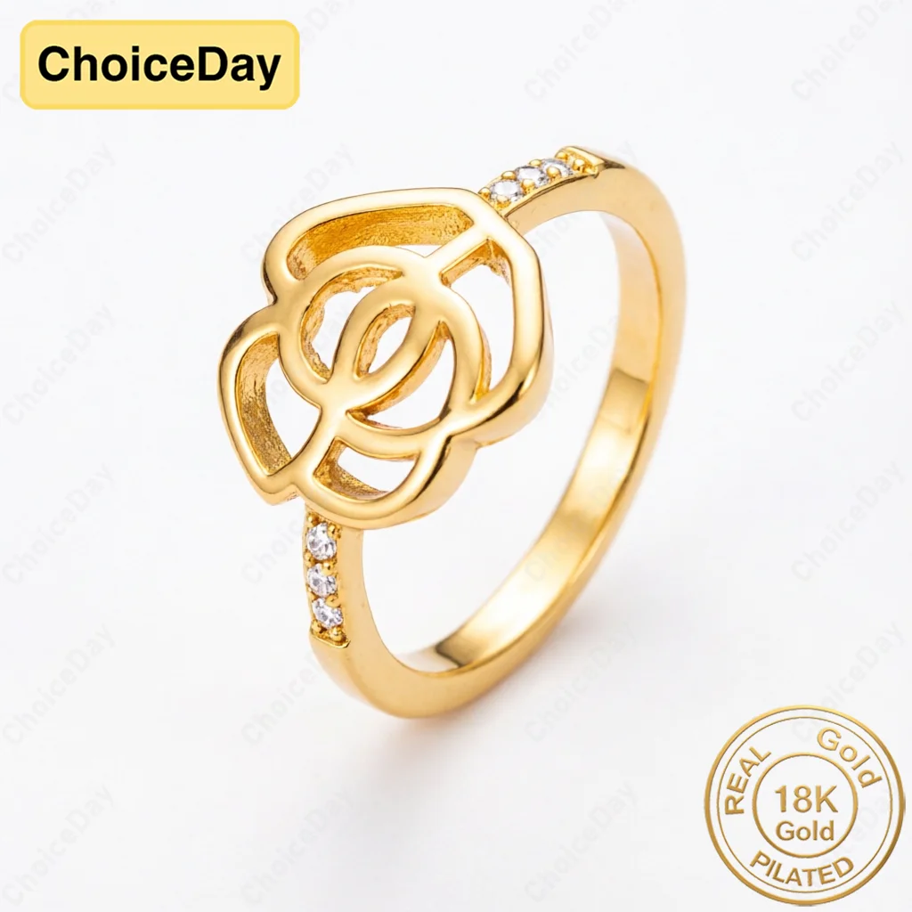18K Gold Plated Exquisite Openwork Camellia Ring - Stylish Women's Engagement Party Gift Jewelry Accessories
18K Gold Plated Exquisite Openwork Camellia Ring - Stylish Women's Engagement Party Gift Jewelry Accessories