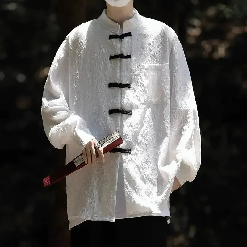Chinese Style Shirt for Men Fashion Spring Autumn Stand Collar Jacquard Shirt Long Sleeve Men Shirt Loose Chic Button Jacket
Chinese Style Shirt for Men Fashion Spring Autumn Stand Collar Jacquard Shirt Long Sleeve Men Shirt Loose Chic Button Jacket