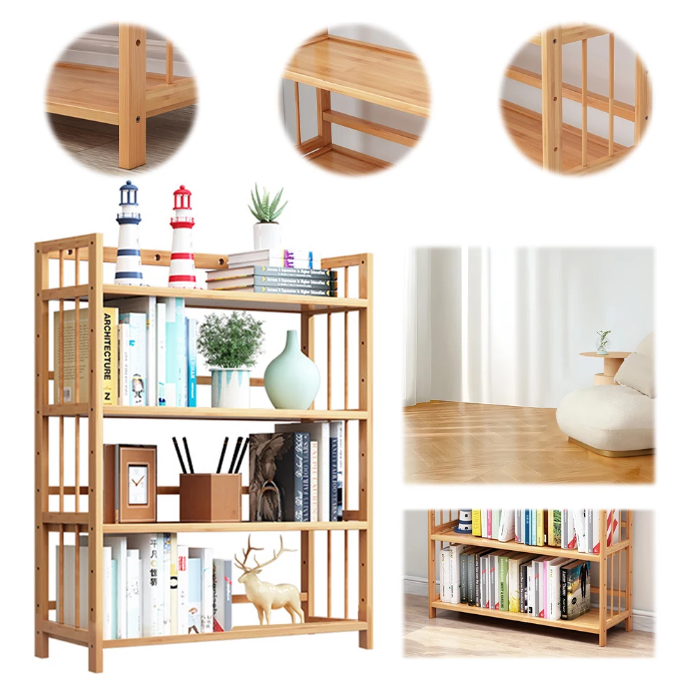 4-Tier Bamboo Bookcase Large Capacity Multi-Function Free-Standing Storage Shelf for Living Room Kitchen Bathroom Organizing
4-Tier Bamboo Bookcase Large Capacity Multi-Function Free-Standing Storage Shelf for Living Room Kitchen Bathroom Organizing