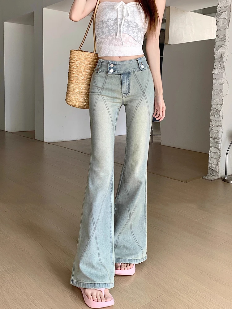 American style vintage washed fashion micro flared jeans women's summer new low waiat slimming floor length pants
American style vintage washed fashion micro flared jeans women's summer new low waiat slimming floor length pants