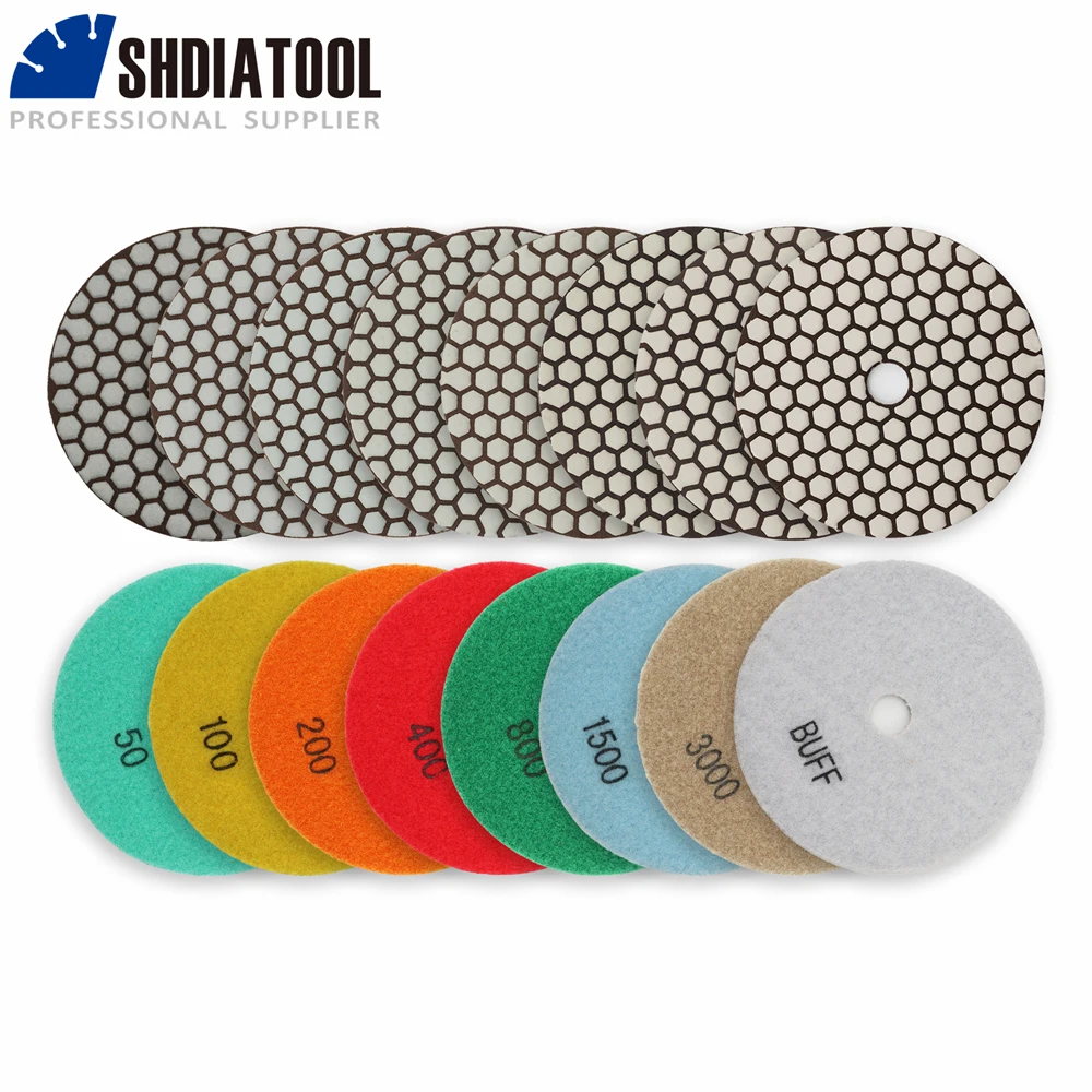 SHDIATOOL 8 шт., диаметр 125 мм, алмазные сухие полировальные подушечки, 5 дюймов, гибкий диск, шлифовальный станок, набор шлифовальных дисков, гранит, мрамор, керамический полировщик
SHDIATOOL 8 шт., диаметр 125 мм, алмазные сухие полировальные подушечки, 5 дюймов, гибкий диск, шлифовальный станок, набор шлифовальных дисков, гранит, мрамор, керамический полировщик
