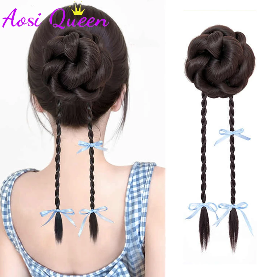 AOSIQU Synthetic Ball Head Wig Female Ins Sweet Cool Double Braid Claw Clip Flower Bud Hair Bag Chinese Style Wig Braid Ponytail
AOSIQU Synthetic Ball Head Wig Female Ins Sweet Cool Double Braid Claw Clip Flower Bud Hair Bag Chinese Style Wig Braid Ponytail