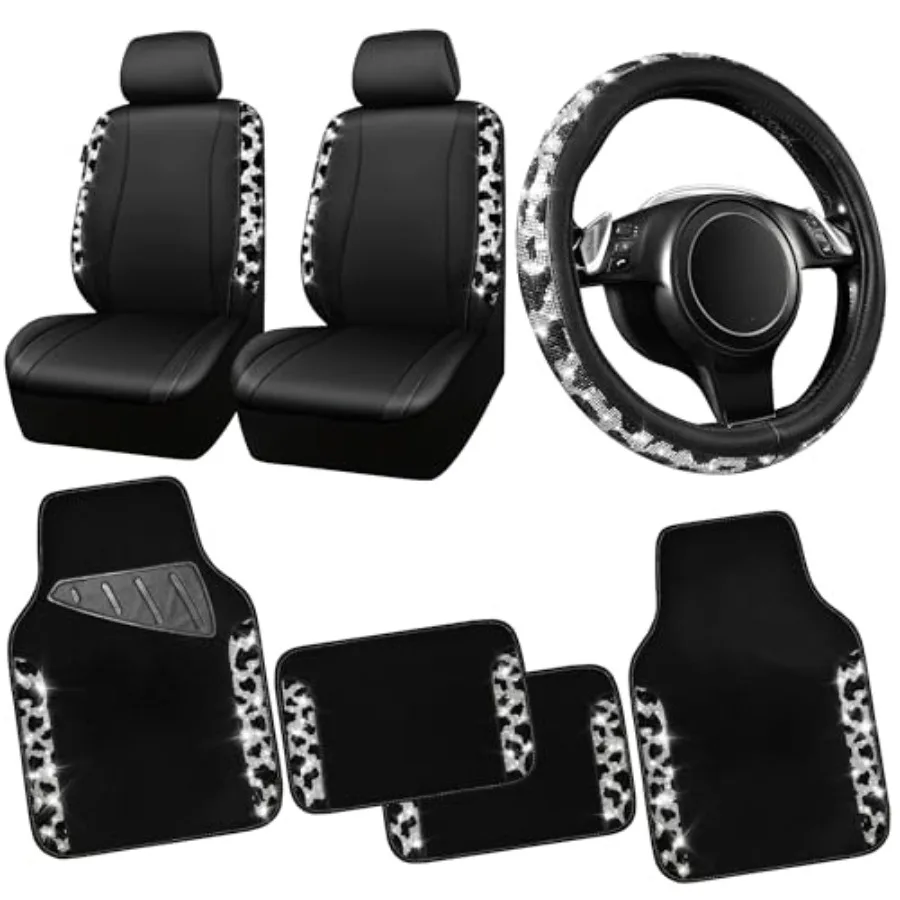 Комплект для салона автомобиля из коровьей кожи: чехлы на передние сиденья со стразами, коврики с блестками, блестящий чехол на руль, универсальный, 15 предметов
Комплект для салона автомобиля из коровьей кожи: чехлы на передние сиденья со стразами, коврики с блестками, блестящий чехол на руль, универсальный, 15 предметов