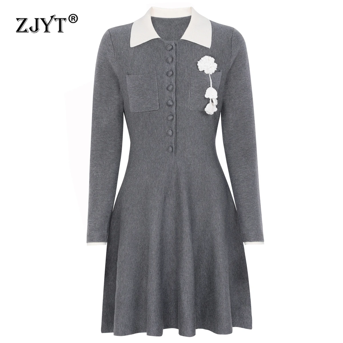 ZJYT Spring Autumn Fashion Knitting Sweater Dresses for Women Long Sleeve 2026 New Elegant Lapel Collar Casual Short Party Dress
ZJYT Spring Autumn Fashion Knitting Sweater Dresses for Women Long Sleeve 2026 New Elegant Lapel Collar Casual Short Party Dress