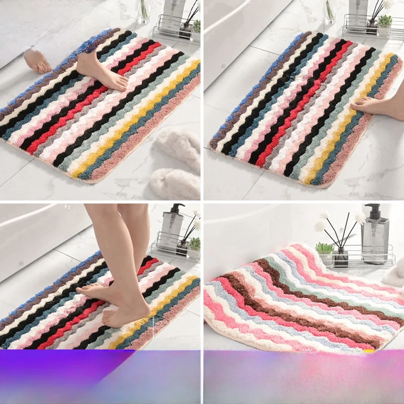 New Rainbow Multi-Color Stripe Wavelet Flocking Floor Mat Bathroom Anti-Slip Door Mat Bedroom Absorbent Foot Pad Home Decor
New Rainbow Multi-Color Stripe Wavelet Flocking Floor Mat Bathroom Anti-Slip Door Mat Bedroom Absorbent Foot Pad Home Decor