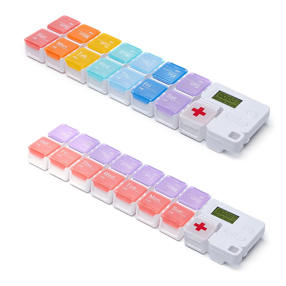Pill Box 14 Compartments Daily Pill Case with Timer Reminder Alarm Travel Pill Organizer for Pills/Vitamin/Fish Oil/Supplements
Pill Box 14 Compartments Daily Pill Case with Timer Reminder Alarm Travel Pill Organizer for Pills/Vitamin/Fish Oil/Supplements