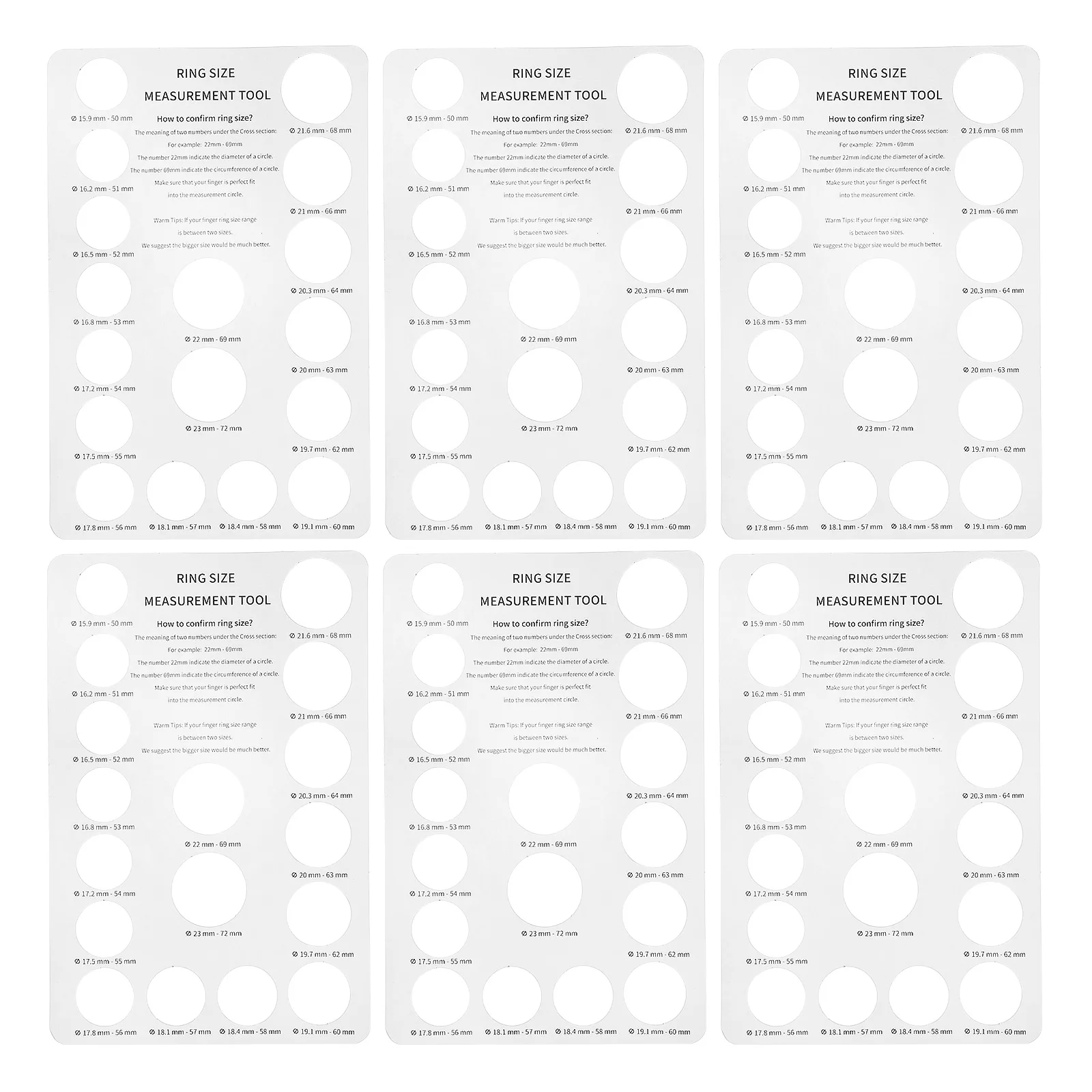 5pcs Ring Measuring Card Board Tools for Finger Size Screening Lightweight Portable Jewelers Measurement Accessories
5pcs Ring Measuring Card Board Tools for Finger Size Screening Lightweight Portable Jewelers Measurement Accessories