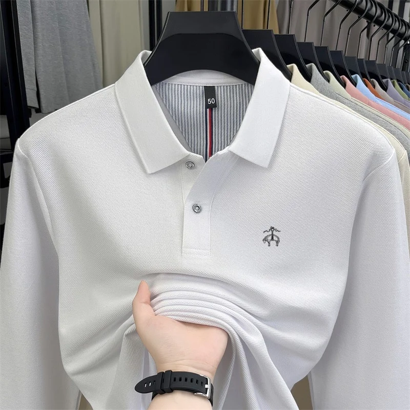 100% pure cotton autumn and winter loose men's polo shirt fashion brand embroidery business casual lapel long sleeved top
100% pure cotton autumn and winter loose men's polo shirt fashion brand embroidery business casual lapel long sleeved top