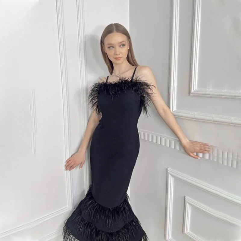 Black Color Summer New Arrival Women Sleeveless Sexy Off-The-Shoulder Feathers Bandage Bodycon Dress Fashion Evening Party Dre
Black Color Summer New Arrival Women Sleeveless Sexy Off-The-Shoulder Feathers Bandage Bodycon Dress Fashion Evening Party Dre