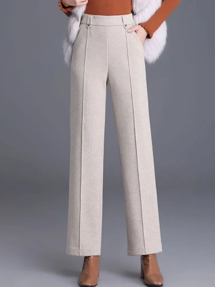 Women Thick Woolen Loose Wide Leg Pants Korean Design Baggy Calca Fall Winter High Waist Formal Wool Blend Straight Pantalones
Women Thick Woolen Loose Wide Leg Pants Korean Design Baggy Calca Fall Winter High Waist Formal Wool Blend Straight Pantalones