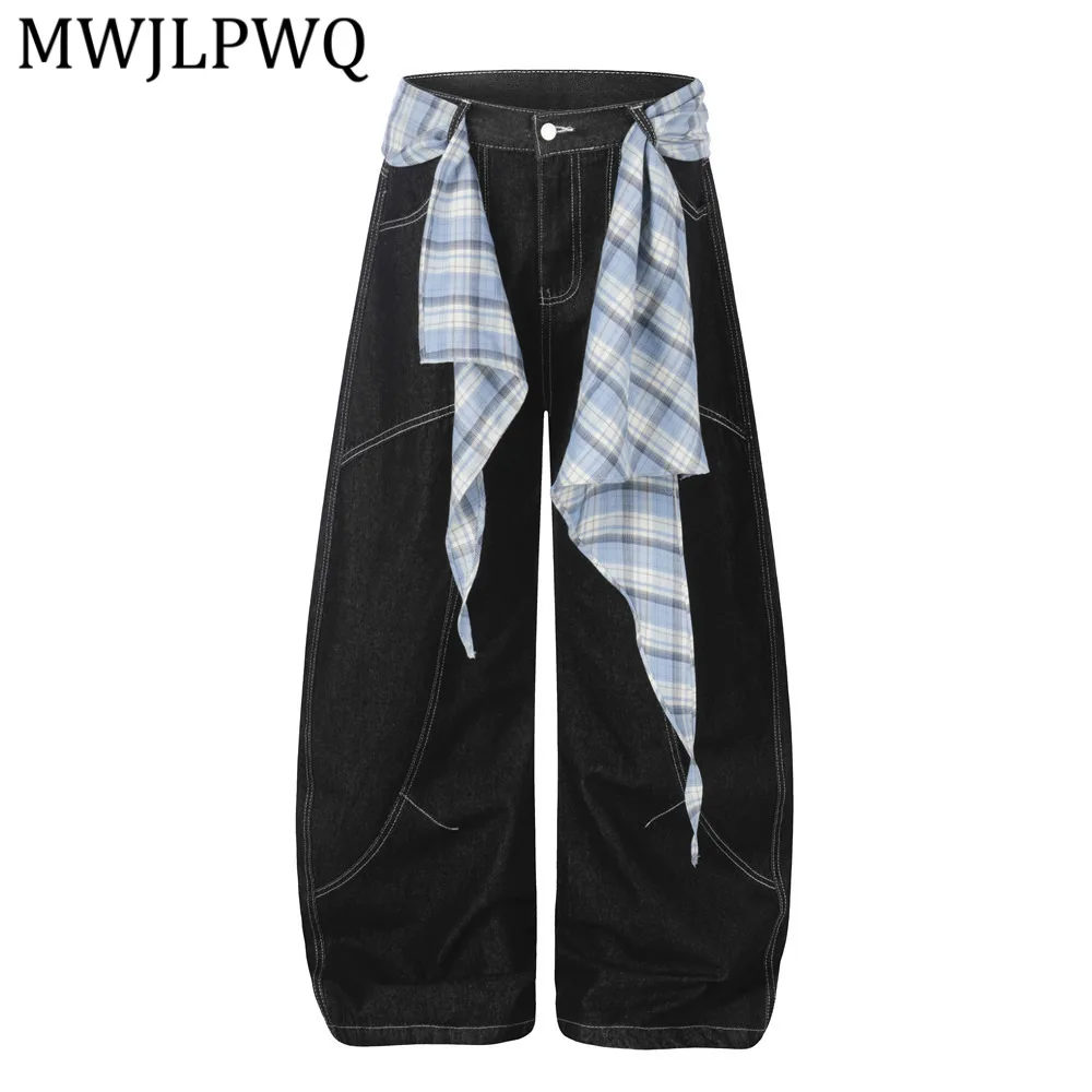 MWJLPWQ Detachable Back Flap Curved Jeans Men's High Street Fashion Plaid Tie Design Trendy Oversized Wide-Leg Trousers 16375
MWJLPWQ Detachable Back Flap Curved Jeans Men's High Street Fashion Plaid Tie Design Trendy Oversized Wide-Leg Trousers 16375