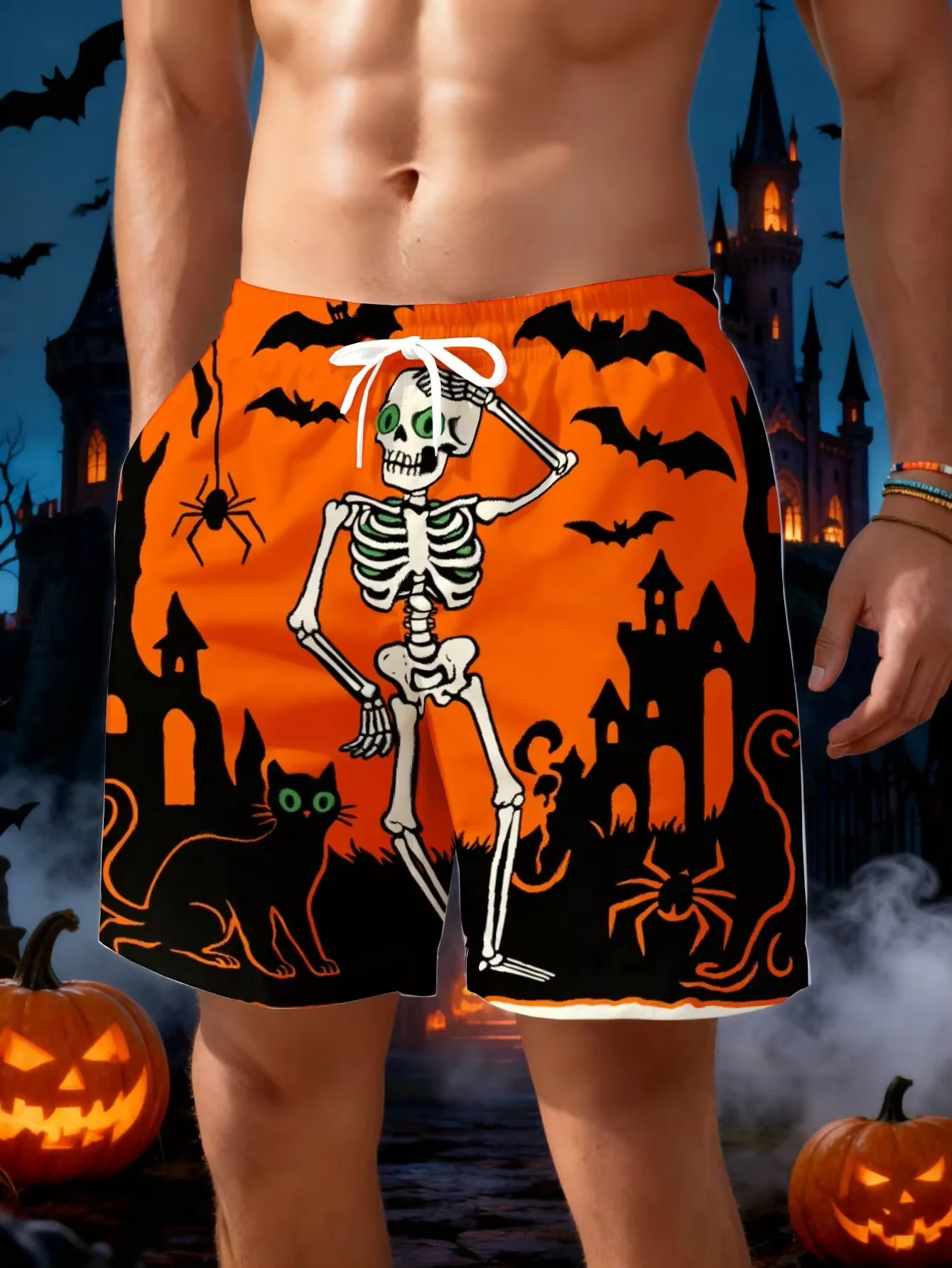 Men's Beach Shorts Halloween Costume Skeleton Bat Castle Spider Cat Pattern 3D Print,Fashion Vacation Casual,Lightweight Comfortable,
Men's Beach Shorts Halloween Costume Skeleton Bat Castle Spider Cat Pattern 3D Print,Fashion Vacation Casual,Lightweight Comfortable,