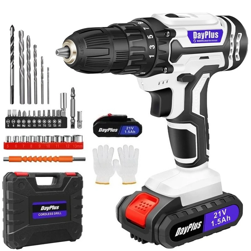 Cordless Drill Set Electric Screwdriver Drill Set with 2-Variable Speed,21V Li-ion Battery & Fast Charger, DIY Tools At Home
Cordless Drill Set Electric Screwdriver Drill Set with 2-Variable Speed,21V Li-ion Battery & Fast Charger, DIY Tools At Home