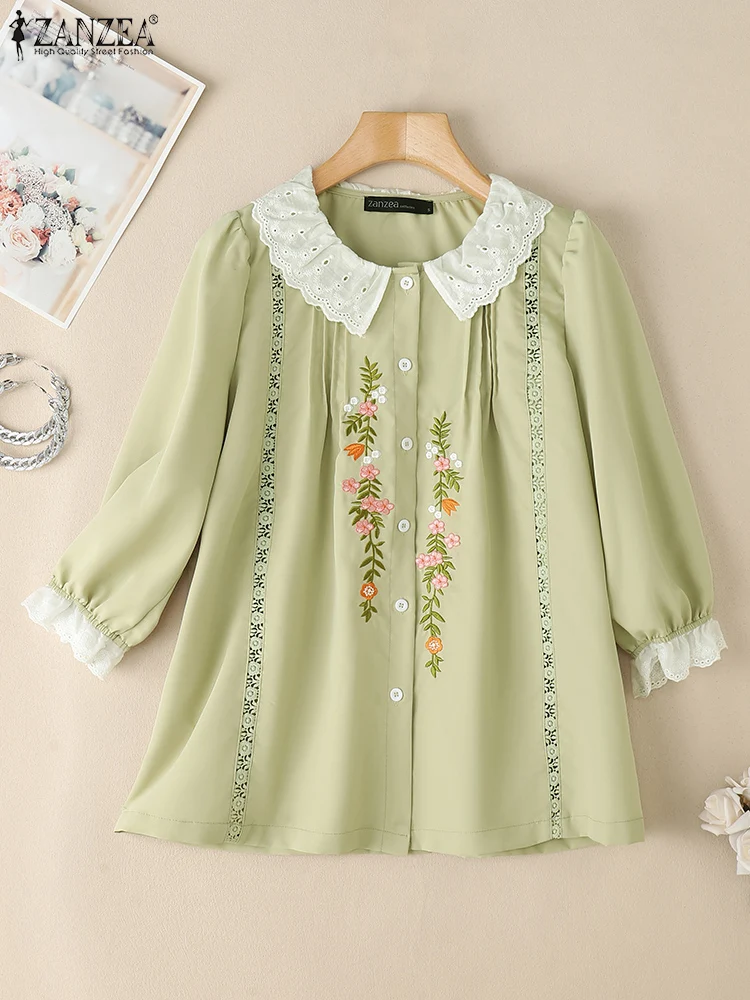 ZANZEA Long Puff Sleeve Lace Patchwork Chemise Pintuck Embroidered Woman Casual Tops Peter-Pan Collar 2025 Spring Elegant Shirts
ZANZEA Long Puff Sleeve Lace Patchwork Chemise Pintuck Embroidered Woman Casual Tops Peter-Pan Collar 2025 Spring Elegant Shirts