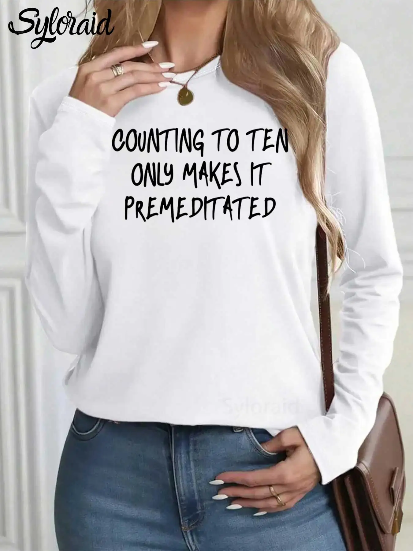 Женская футболка с длинным рукавом, футболка с подсчетом на десять», забавная рубашка с саркастическими цитатами, модный повседневный топ с круглым вырезом
Женская футболка с длинным рукавом, футболка с подсчетом на десять», забавная рубашка с саркастическими цитатами, модный повседневный топ с круглым вырезом