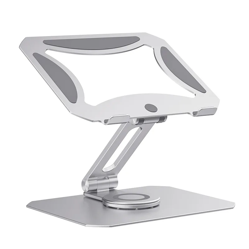 The notebook holder rotates 360 degrees, and the desktop computer holder can be folded to increase the height.
The notebook holder rotates 360 degrees, and the desktop computer holder can be folded to increase the height.
