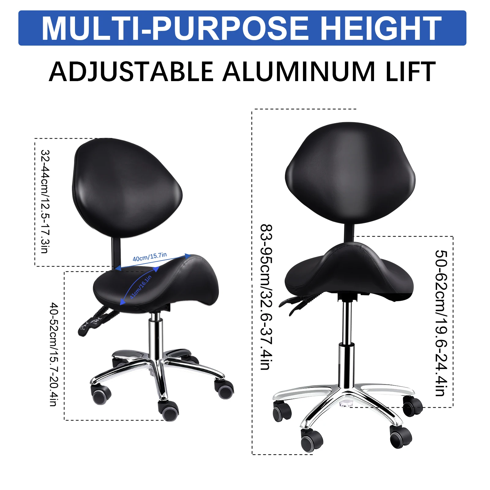 Ergonomic Saddle Stool with Wheels, Adjustable Rolling Salon Stool with Backrest, Heavy Duty Hydraulic Swivel Esthetician Seat, PU Leather Saddle Chair with Back Support for Salon Spa Massage Clinic Dentist Tattoo Beauty Home Office, Black
Ergonomic Saddle Stool with Wheels, Adjustable Rolling Salon Stool with Backrest, Heavy Duty Hydraulic Swivel Esthetician Seat, PU Leather Saddle Chair with Back Support for Salon Spa Massage Clinic Dentist Tattoo Beauty Home Office, Black