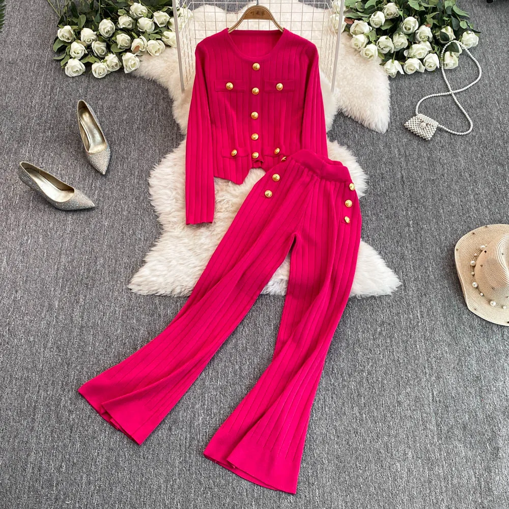 Elegant Knitted Suit Women's 2024 Small Fragrance Advanced Sense Fashion Button Sweater + Hight Waist Wide-leg Pants Outfits
Elegant Knitted Suit Women's 2024 Small Fragrance Advanced Sense Fashion Button Sweater + Hight Waist Wide-leg Pants Outfits