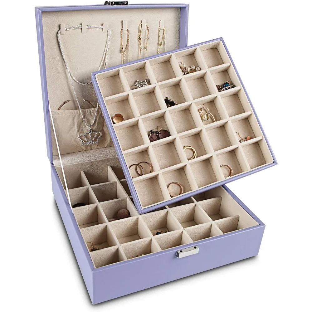 Earring Organizer Classic Jewelry Box 50 Slots Double Layer Jewelry Storage Case with 6 Necklace Hook and Bracelet Pocket
Earring Organizer Classic Jewelry Box 50 Slots Double Layer Jewelry Storage Case with 6 Necklace Hook and Bracelet Pocket