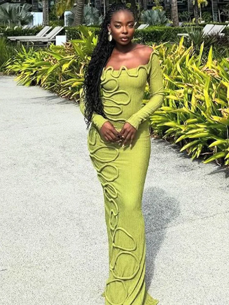 Women Elegant Green Off Shoulder Long Dress Casual Full Sleeve 3d Printing High Waist Slim Fit Vestido 2025 New Summer Lady Robe
Women Elegant Green Off Shoulder Long Dress Casual Full Sleeve 3d Printing High Waist Slim Fit Vestido 2025 New Summer Lady Robe
