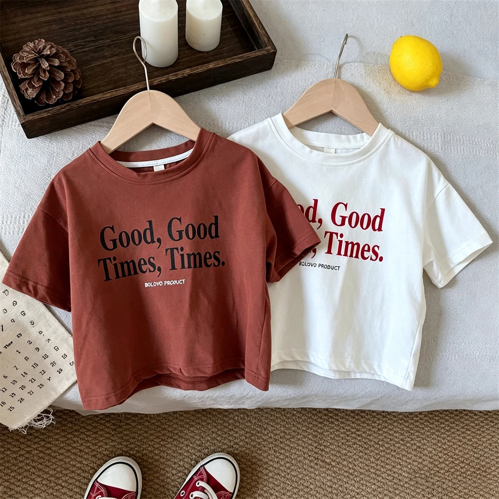 White Red TShirt Short Sleeve Crewneck Base Shirt Letter Printed T Shirt Round Neck Pullovers 2026 Children Summer Clothing
White Red TShirt Short Sleeve Crewneck Base Shirt Letter Printed T Shirt Round Neck Pullovers 2026 Children Summer Clothing