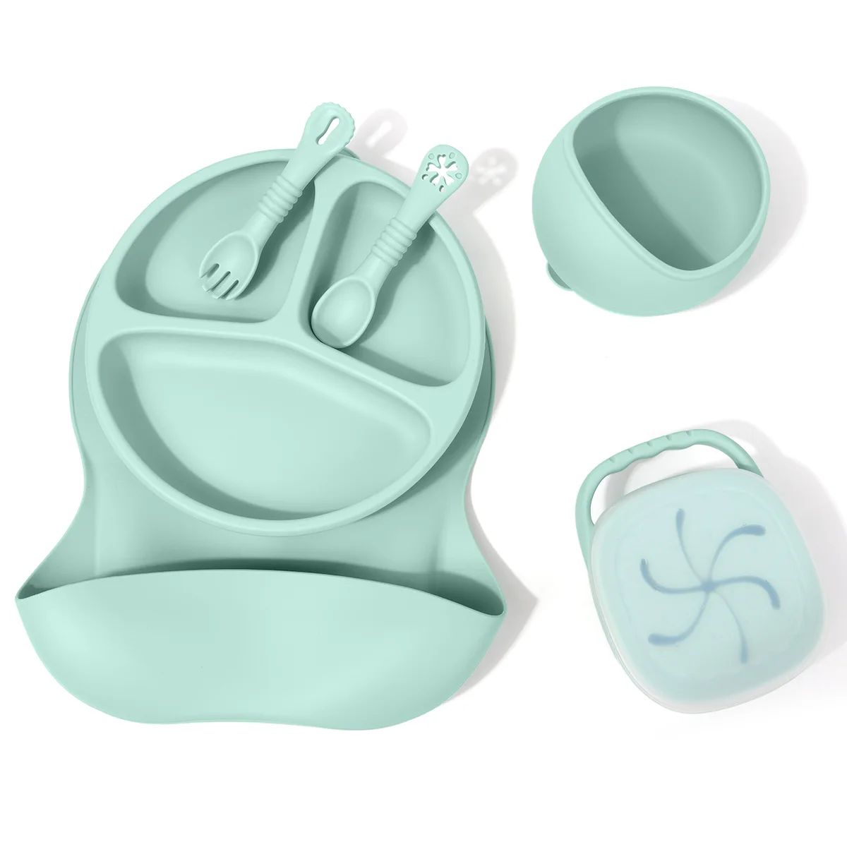 6PCS/Set Children's Tableware Set, Baby Silicone Feeding Tray With Tray And Suction Base, Half-Lidded Bowl, Soft Fork And Spoon
6PCS/Set Children's Tableware Set, Baby Silicone Feeding Tray With Tray And Suction Base, Half-Lidded Bowl, Soft Fork And Spoon