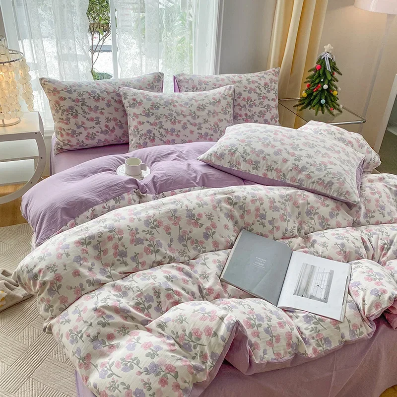New type A soft pastoral style double-layer yarn four-piece set of bedding small floral student three-piece set
New type A soft pastoral style double-layer yarn four-piece set of bedding small floral student three-piece set