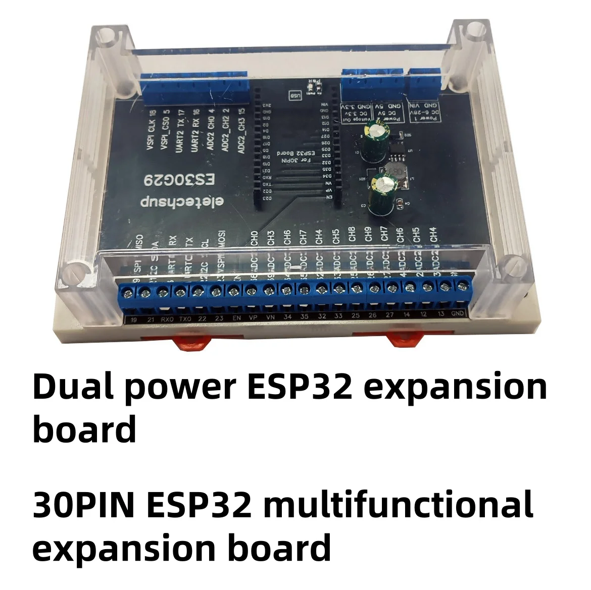 Многофункциональная плата расширения промышленного класса 30PIN ESP32 для умного дома Wi-Fi, Bluetooth, руководство по эксплуатации DIY, IoT, промышленные сценарии
Многофункциональная плата расширения промышленного класса 30PIN ESP32 для умного дома Wi-Fi, Bluetooth, руководство по эксплуатации DIY, IoT, промышленные сценарии