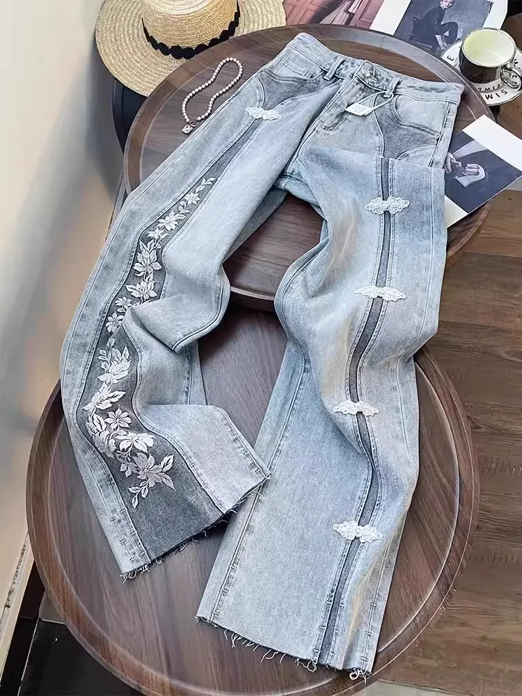 New Chinese style casual versatile design embroidered jeans women's new fashion retro heavy industry straight leg pants
New Chinese style casual versatile design embroidered jeans women's new fashion retro heavy industry straight leg pants
