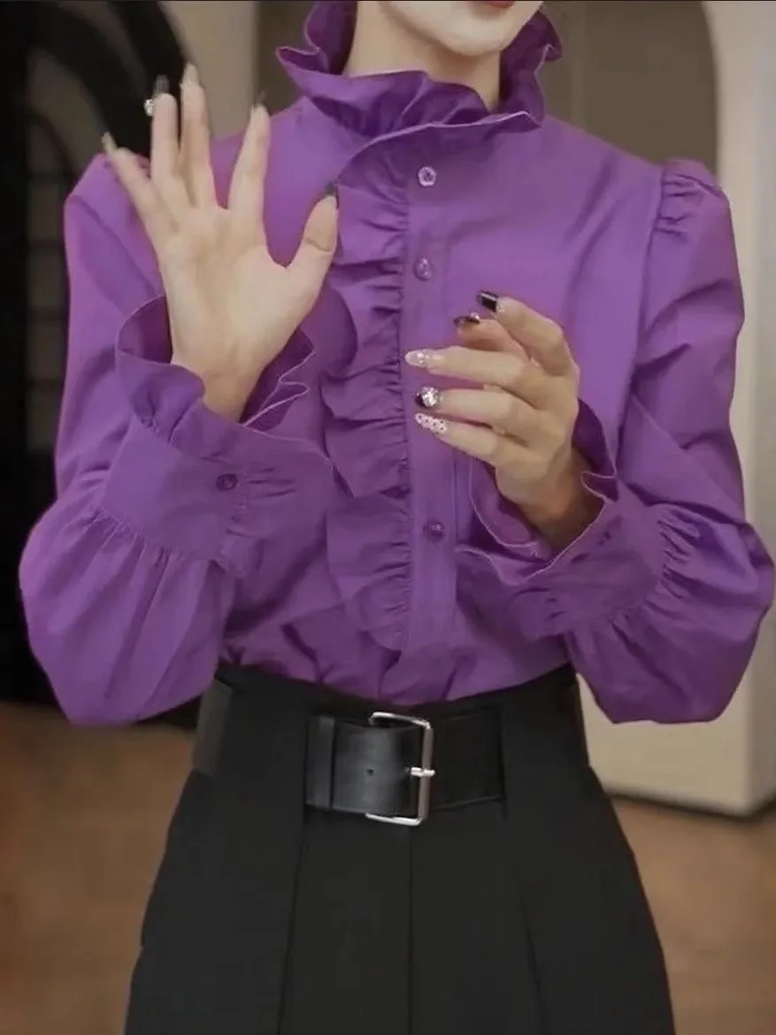 Ele Wooden f High Collar Loose Women's irt Sli Slimming Early Autumn New Faion Casual Breathable Long Sve
Ele Wooden f High Collar Loose Women's irt Sli Slimming Early Autumn New Faion Casual Breathable Long Sve