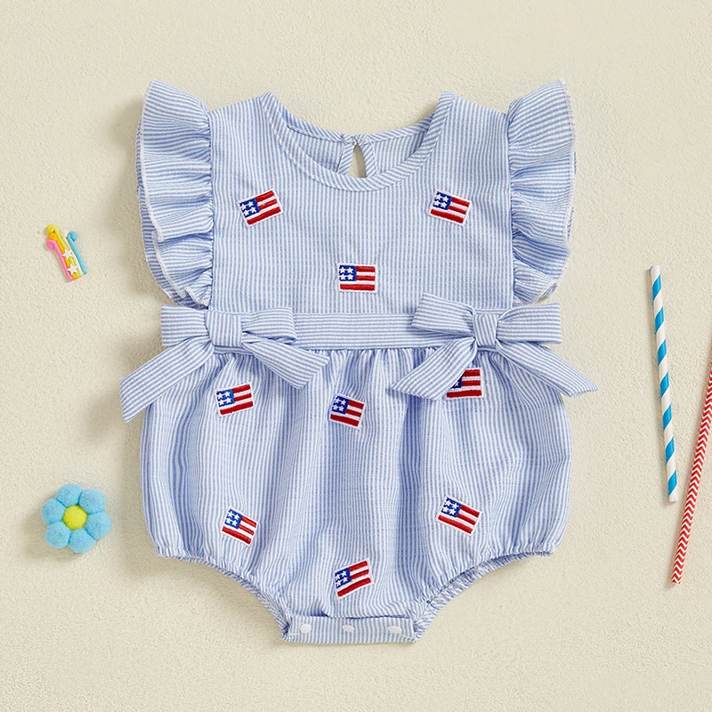 Baby Girl Fly Sleeves Romper Casual Flag Patch Striped Print Patriotic Summer Jumpsuit for Newborn Toddler Cute Clothes
Baby Girl Fly Sleeves Romper Casual Flag Patch Striped Print Patriotic Summer Jumpsuit for Newborn Toddler Cute Clothes