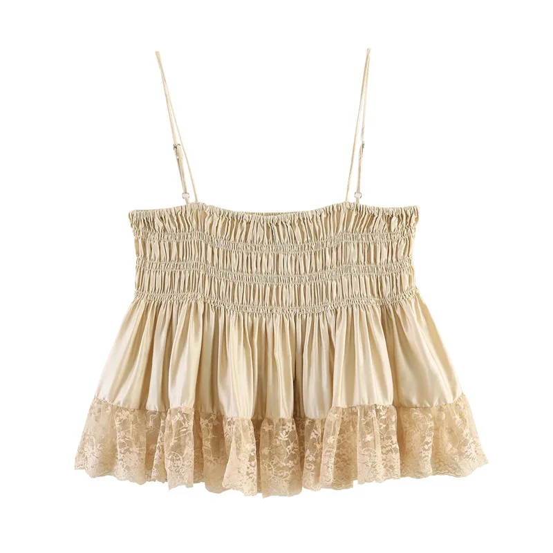 Withered 2026 New Women's Pleated Lace Satin Textured Camisole Top Woman Clothes Female Clothing
Withered 2026 New Women's Pleated Lace Satin Textured Camisole Top Woman Clothes Female Clothing