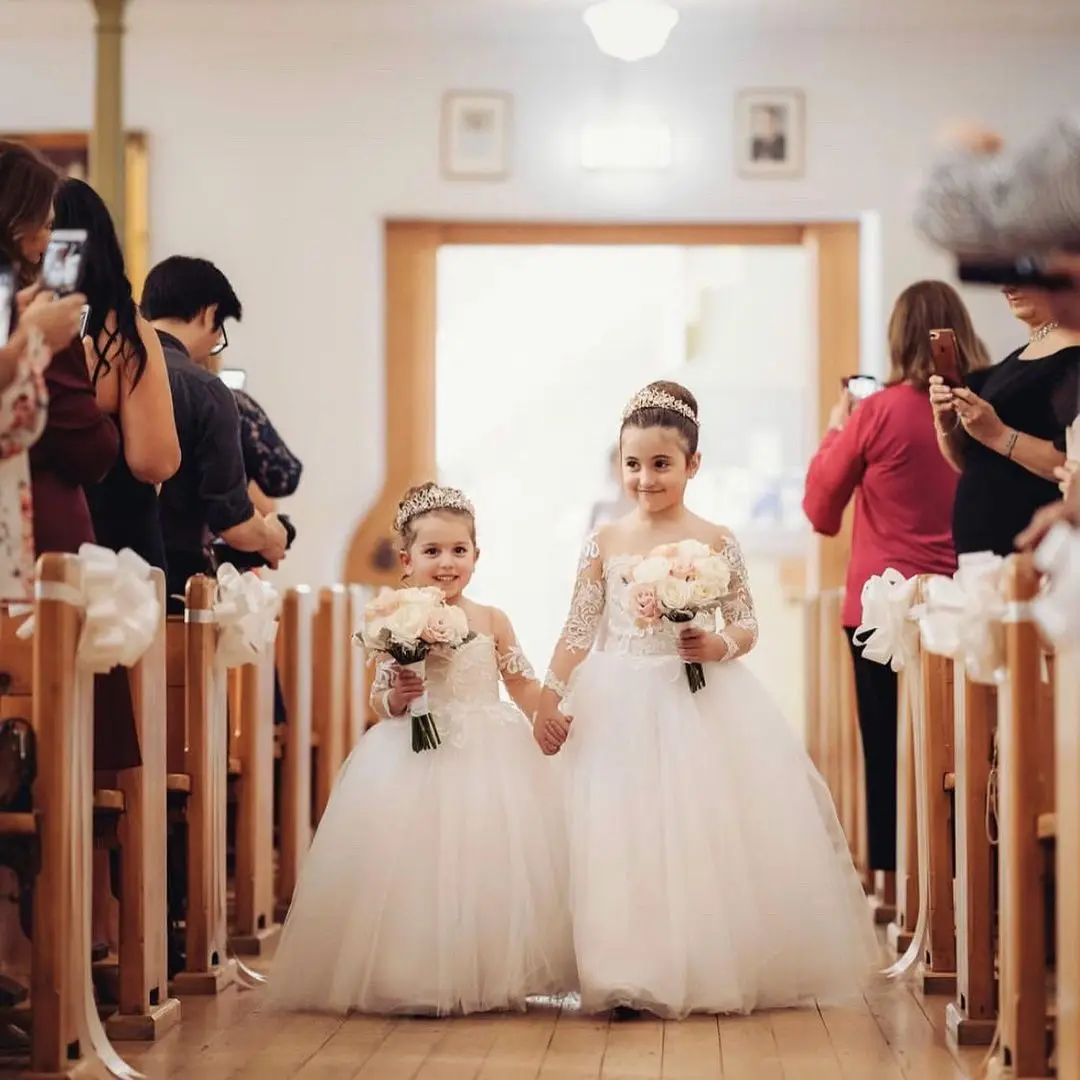 Ivory Lace Kids Flower Girl Dress For Wedding Long Sleeve Tulle Princess Party Pageant Dress For Girls Holy First Communion Gown
Ivory Lace Kids Flower Girl Dress For Wedding Long Sleeve Tulle Princess Party Pageant Dress For Girls Holy First Communion Gown