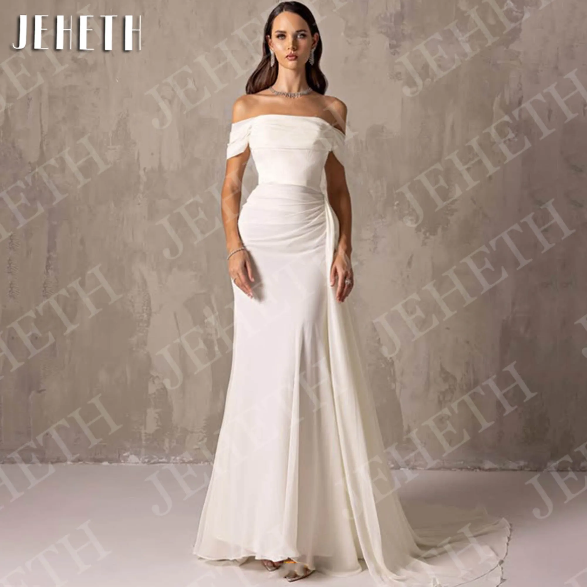 JEHETH Mermaid Chiffon Evening Dress Elegant Simple Off Shoulder Long Wedding Party Dresses Woman Customized فستان سهرة نسائي
JEHETH Mermaid Chiffon Evening Dress Elegant Simple Off Shoulder Long Wedding Party Dresses Woman Customized فستان سهرة نسائي