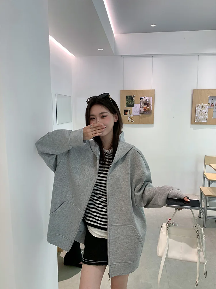 Hong Shirt2025Popular Autumn and Winter New Air Layer Sweater Hooded Zipper Gray Cardigan High-Grade Corridor-Shaped Coat for Wo
Hong Shirt2025Popular Autumn and Winter New Air Layer Sweater Hooded Zipper Gray Cardigan High-Grade Corridor-Shaped Coat for Wo