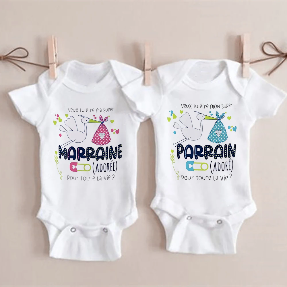 Do You Want To Be My Godmother/Godfather Print Baby Romper Infant Request Godmother Godfather Outfit Baby Short Sleeve Jumpsuit
Do You Want To Be My Godmother/Godfather Print Baby Romper Infant Request Godmother Godfather Outfit Baby Short Sleeve Jumpsuit