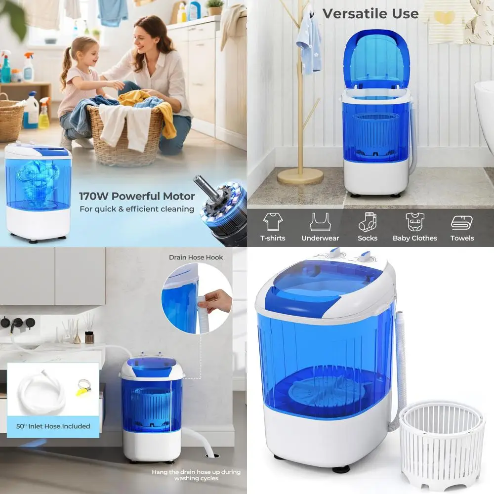Compact 5.5 lb Laundry Washer and Dryer Combo with Drain Hose, Top-Loading, Semi-Automatic, Ideal for RVs (Blue)
Compact 5.5 lb Laundry Washer and Dryer Combo with Drain Hose, Top-Loading, Semi-Automatic, Ideal for RVs (Blue)