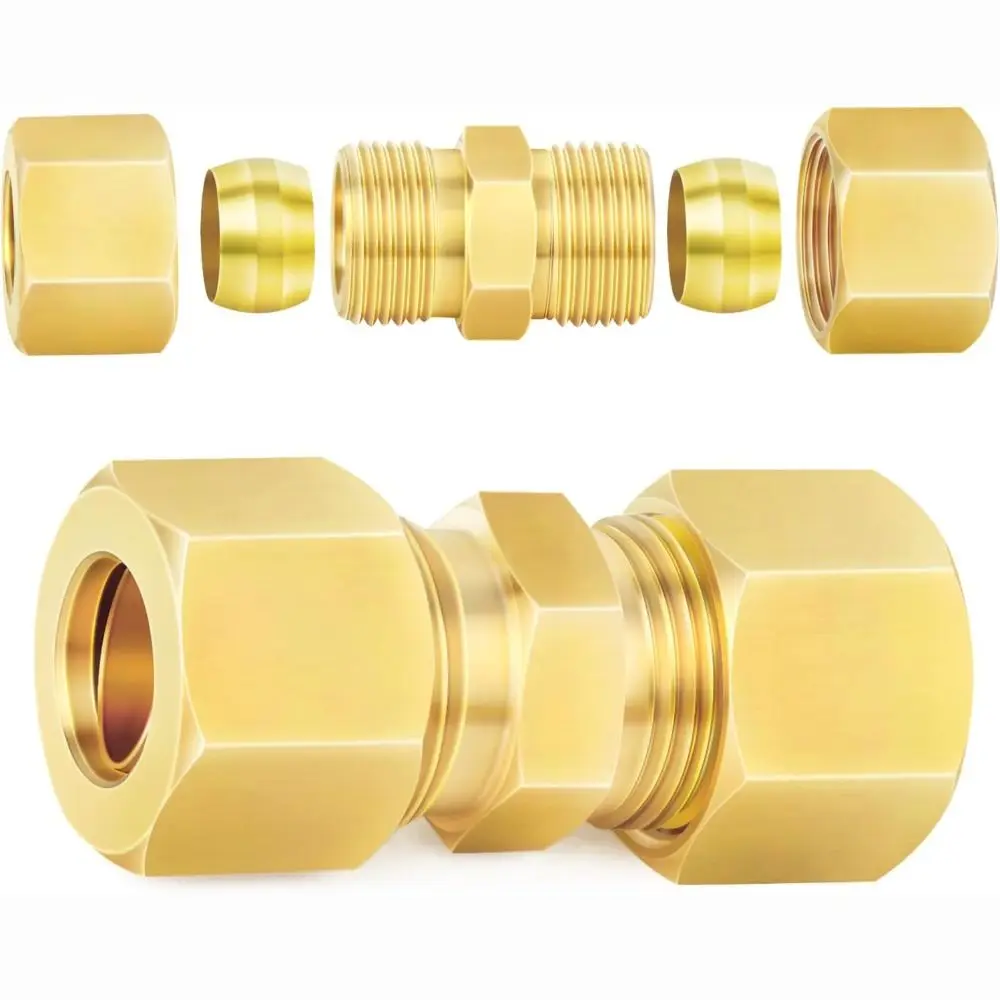 Connector Brass Brass Compression Fitting Straight Multiple Sizes Straight Coupling Compression Connector
Connector Brass Brass Compression Fitting Straight Multiple Sizes Straight Coupling Compression Connector