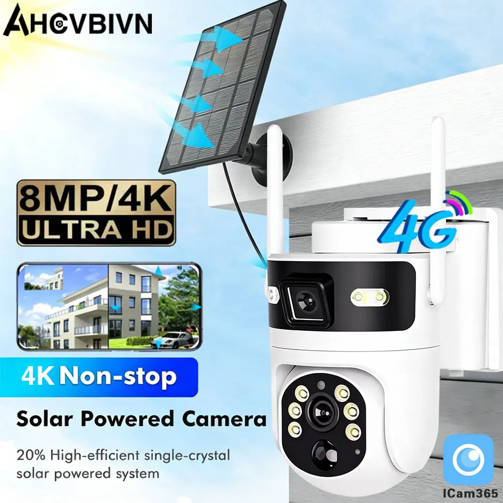 Solar Camera 4K HD 8MP 4G Sim Camera Dual Screen PIR Motion Tracking Color Night Vision Outdoor Security Camera
Solar Camera 4K HD 8MP 4G Sim Camera Dual Screen PIR Motion Tracking Color Night Vision Outdoor Security Camera