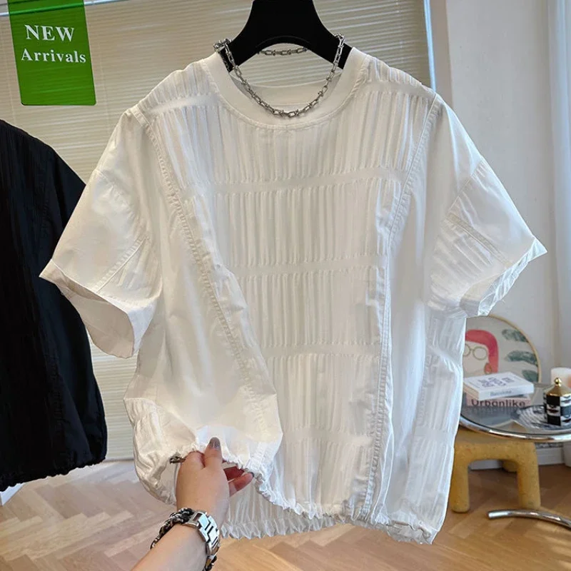 Loose Casual Party T-Shirts Girls Tshirts Short Korean Vintage Solid Color Tops for Women White Doll Shirts Pleat Blouse V1567
Loose Casual Party T-Shirts Girls Tshirts Short Korean Vintage Solid Color Tops for Women White Doll Shirts Pleat Blouse V1567