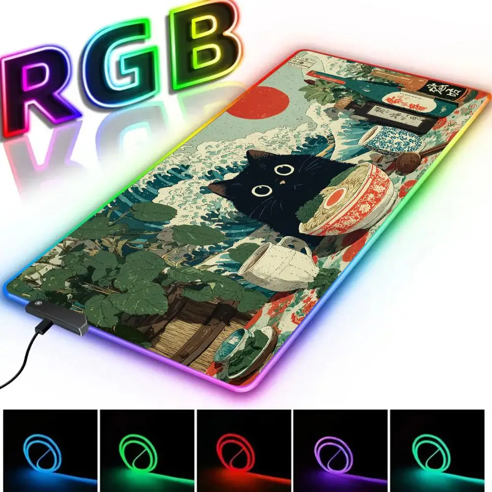Retro style cute black cat design RGB Mouse Pad Desk Mat PC accessories Gaming pad LED glow Gaming mouse pad alfombrilla gaming
Retro style cute black cat design RGB Mouse Pad Desk Mat PC accessories Gaming pad LED glow Gaming mouse pad alfombrilla gaming
