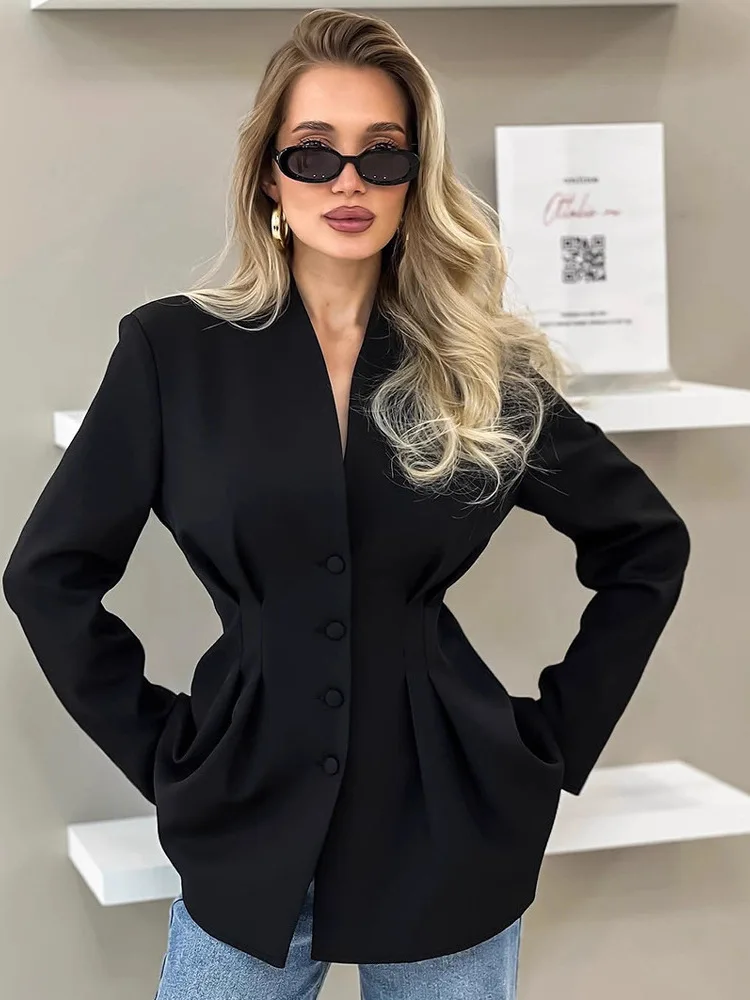 Busin Women's Slim Fit Bla Vest Coat Commute Sle V-Ne Design Waist-Cinching Long Sve Polyester Fiber Jaet
Busin Women's Slim Fit Bla Vest Coat Commute Sle V-Ne Design Waist-Cinching Long Sve Polyester Fiber Jaet