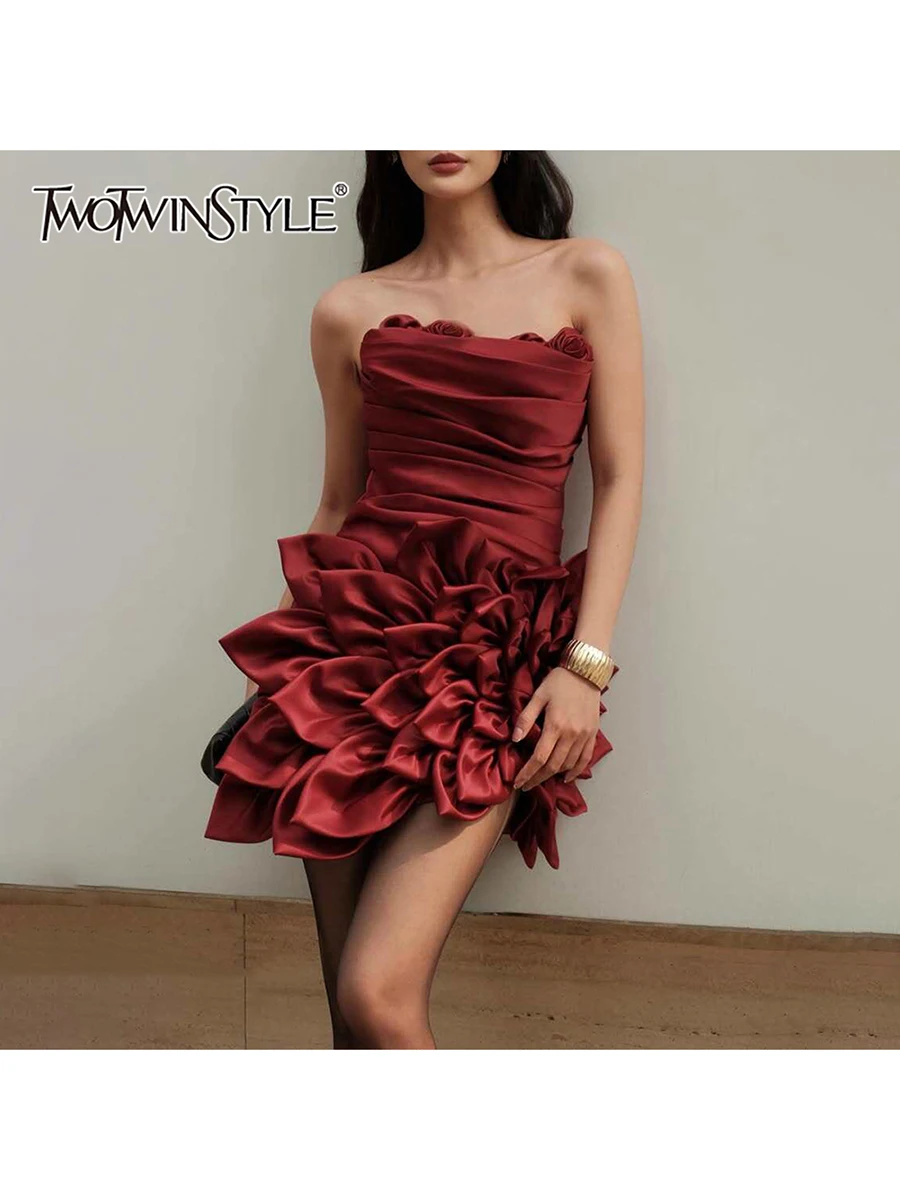 Платье TWOTWINSTYLE с 3D-цветами и асимметричным кроем, без бретелек, без рукавов, с завышенной талией, модное женское платье
Платье TWOTWINSTYLE с 3D-цветами и асимметричным кроем, без бретелек, без рукавов, с завышенной талией, модное женское платье