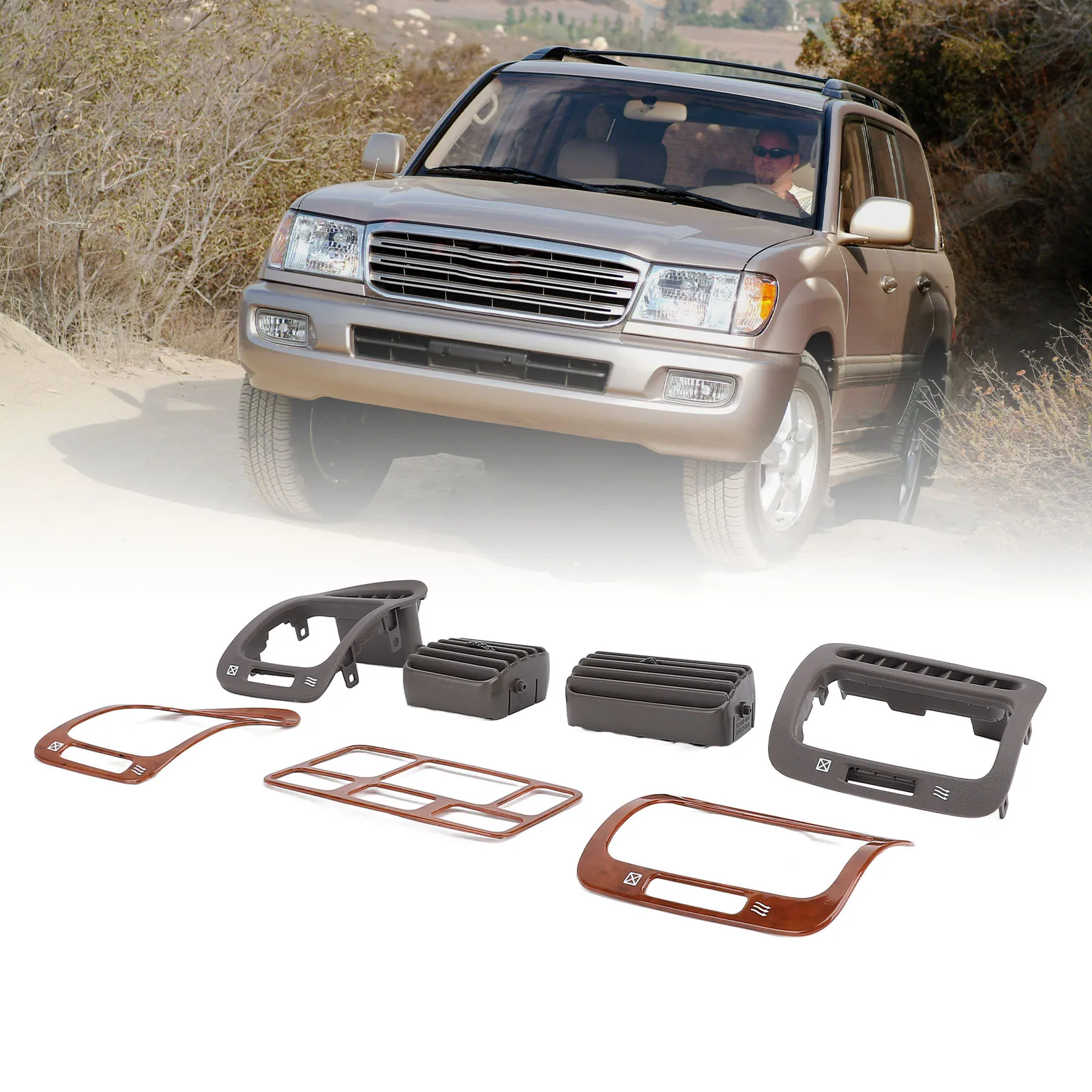 Автомобильный передний боковой кондиционер, вентиляционная решетка, вентиляционная крышка, замена накладки для ToyotaLand Cruiser LC100 1998-2007
Автомобильный передний боковой кондиционер, вентиляционная решетка, вентиляционная крышка, замена накладки для ToyotaLand Cruiser LC100 1998-2007