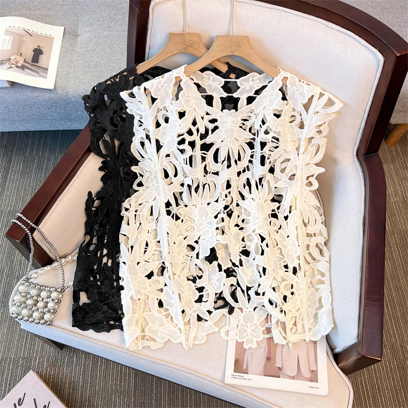 Sleeveless Knitted Vest Shirt Retro Hook Flower Hollowe Out Pullovers Tops Summer Women Blouse
Sleeveless Knitted Vest Shirt Retro Hook Flower Hollowe Out Pullovers Tops Summer Women Blouse