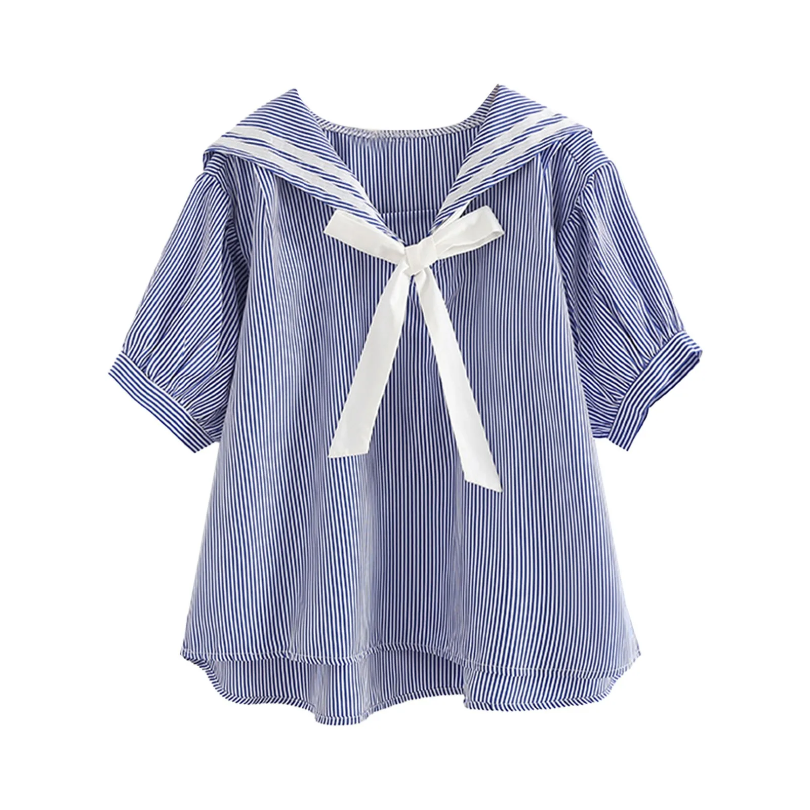 Women's Striped Sailor Collar Blouse Top Bow Tie Short Sleeve Loose Fit Sweet Preppy Blouse Youthful Girls Summer Shirt Top
Women's Striped Sailor Collar Blouse Top Bow Tie Short Sleeve Loose Fit Sweet Preppy Blouse Youthful Girls Summer Shirt Top