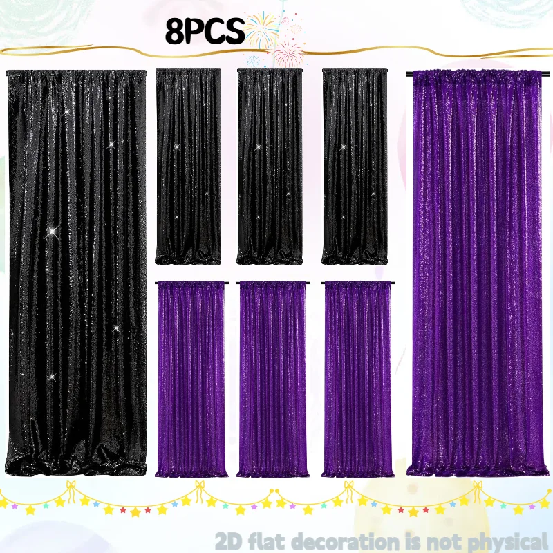 Black&Purple Sequin Backdrop Curtain 8Pcs-2ft x 8ft Glitter Photo Booth Backdrop for Wedding Birthday Baby Shower Event Decorati
Black&Purple Sequin Backdrop Curtain 8Pcs-2ft x 8ft Glitter Photo Booth Backdrop for Wedding Birthday Baby Shower Event Decorati