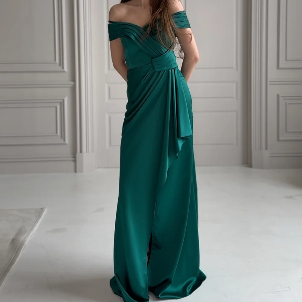 Customized A-Line Prom Dresses Floor-Length Off The Shoulder Sleeveless Evening Gown Fashion Pleat Simple Draped Party Gown
Customized A-Line Prom Dresses Floor-Length Off The Shoulder Sleeveless Evening Gown Fashion Pleat Simple Draped Party Gown