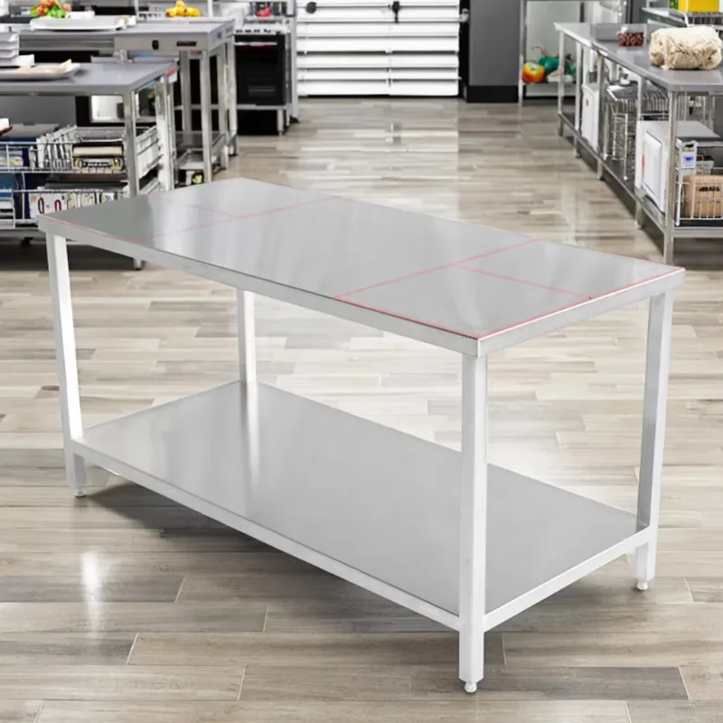 Двухслойный рабочий стол из нержавеющей стали, необходимое кухонное оборудование для ресторанов и отелей, прочный металлический рабочий стол 
Двухслойный рабочий стол из нержавеющей стали, необходимое кухонное оборудование для ресторанов и отелей, прочный металлический рабочий стол